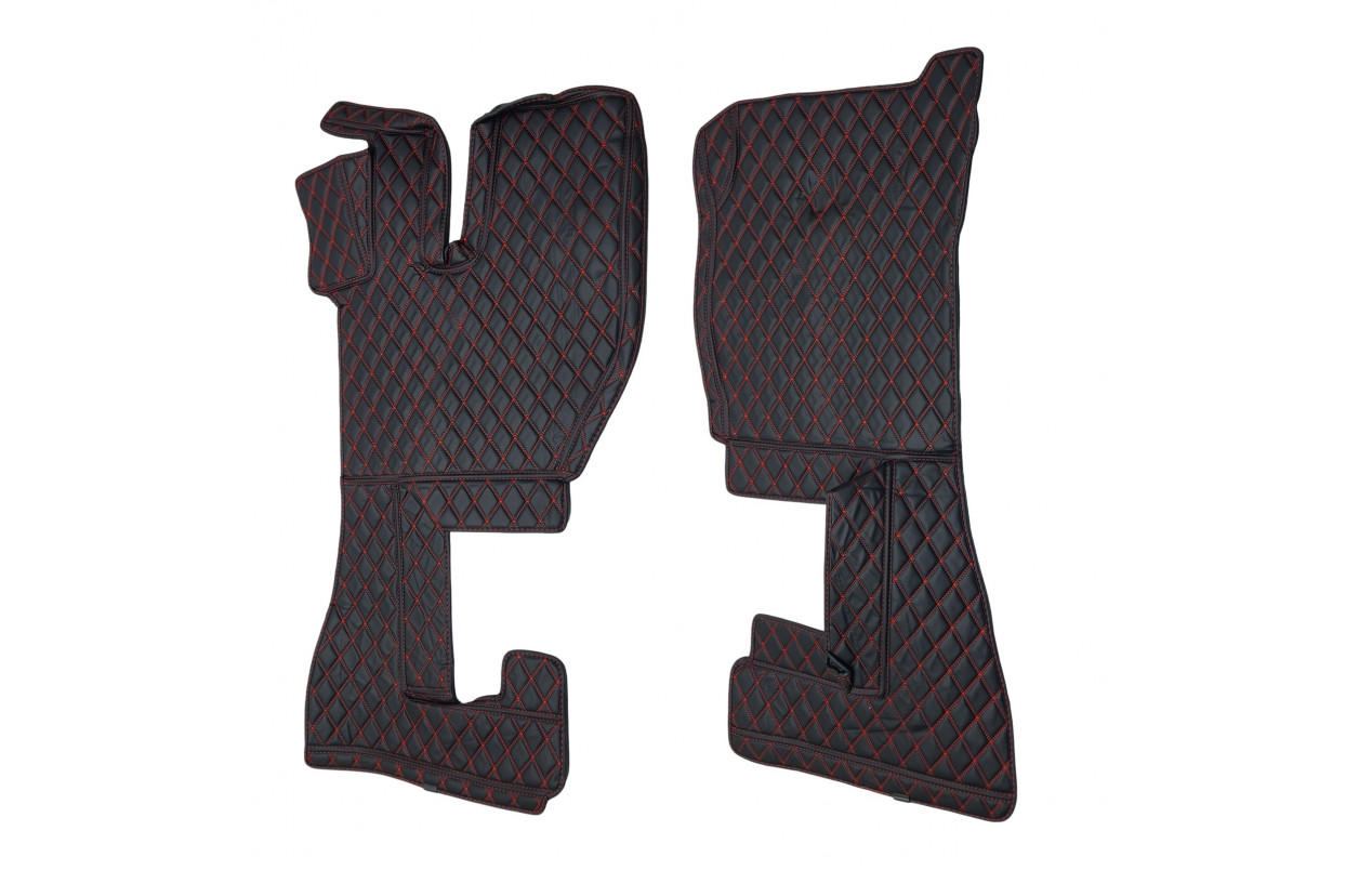 Килимок 3Д Еко-шкіра VOLVO FH 2002 -2008 чорний-червона строчка