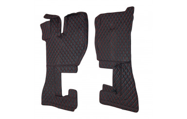 Килимок 3Д Еко-шкіра VOLVO FH 2002 -2008 чорний-червона строчка