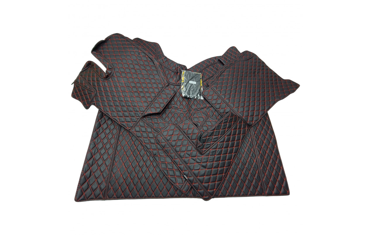 Килимок 3Д Еко-шкіра VOLVO FH 2002 -2008 чорний-червона строчка