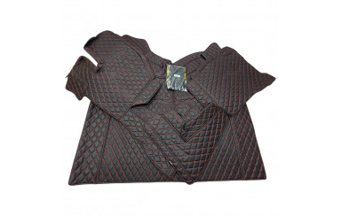 Килимок 3Д Еко-шкіра VOLVO FH 2002 -2008 чорний-червона строчка