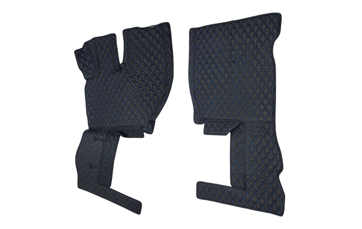 Коврик 3D Эко-кожа VOLVO FH 4 черный-синяя строчка