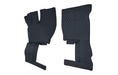 Коврик 3D Эко-кожа VOLVO FH 4 черный-синяя строчка