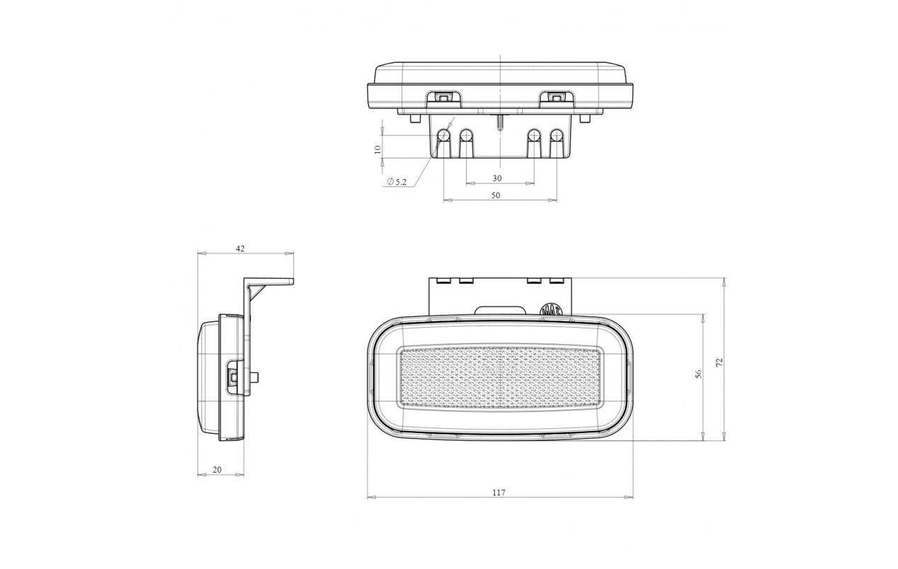 Габарит на прицеп W199 NEON с кронштейном 12-24v WAS