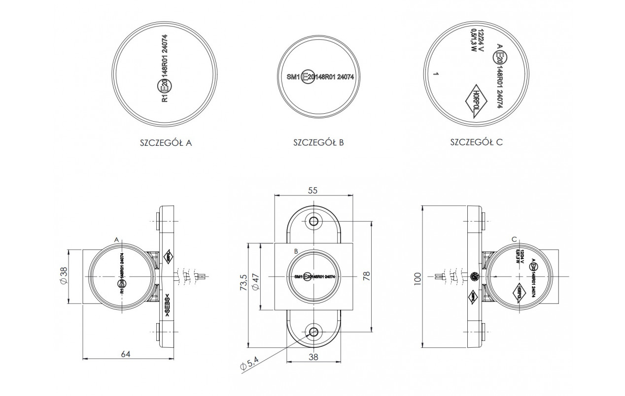 Габаритный фонарь (рожок) LED 12-24v LD2186