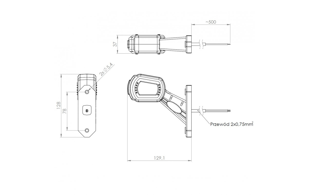Габаритный фонарь (рожок) LED 12-24v RH LDCC2697