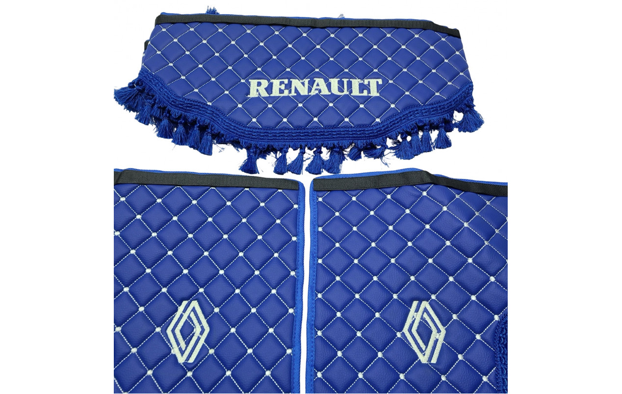 Шторки эко-кожа "Renault" Синие PREMIUM