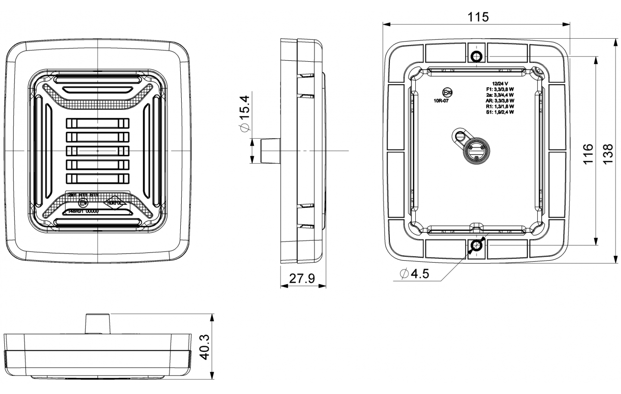 Задний фонарь прицепа 12-24v LED HORPOL LZD2877