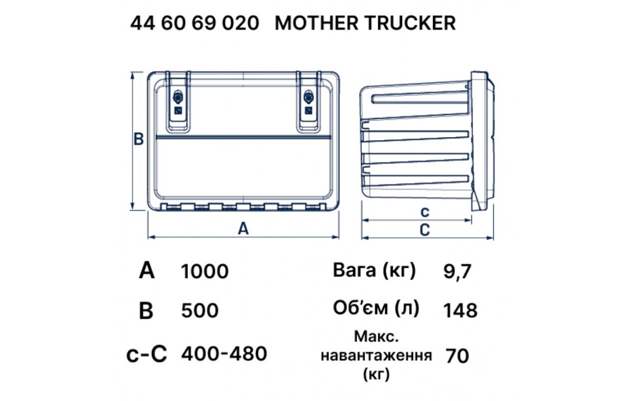 Ящик для инструментов MOTHER TRUCKER 1000X500X480 на грузовые авто